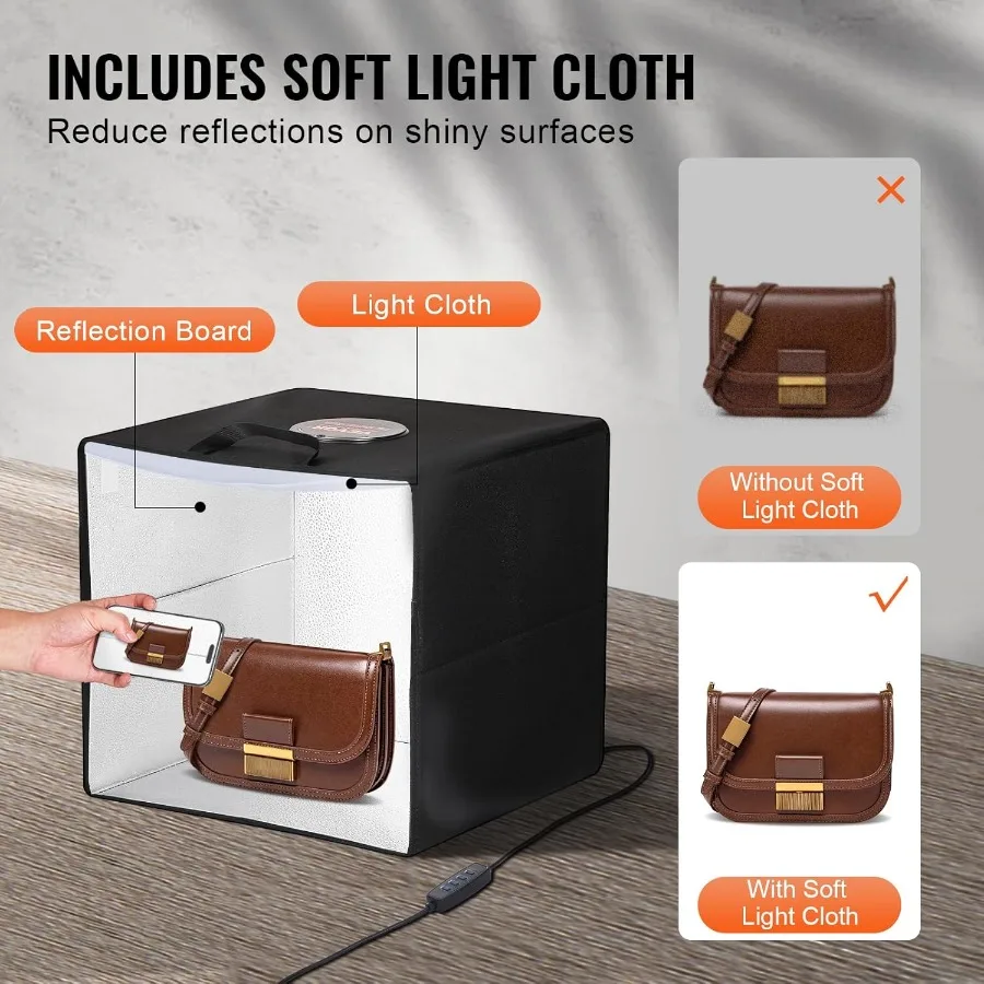 Caja de luz para estudio fotográfico 12 x 12 30005600K Kit de tienda de tiro profesional con 3 temperaturas de color ajustables con 120 LED 6 dobles