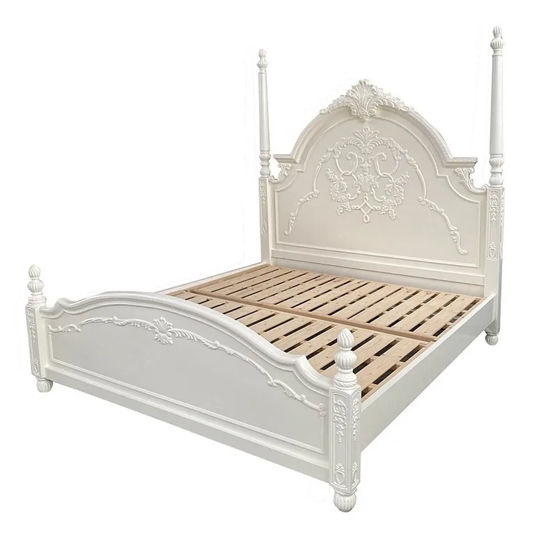 Französisches Retro-Schnitzerei-Prinzessinnenbett, europäisches geschwungenes antikes Schlafzimmer, 1,8 Meter Doppelbett, individuell anpassbar