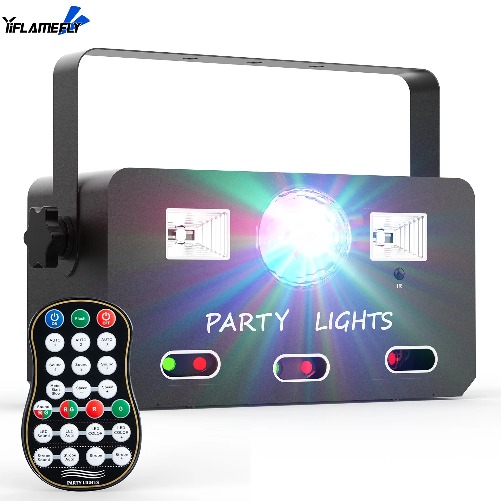 

Yiflamefly Professional 4-in-1 R/G/B/Y Magic Ball Dj Effect Light With Red&Green Patterns for DJ Nightclub Wedding Lighting