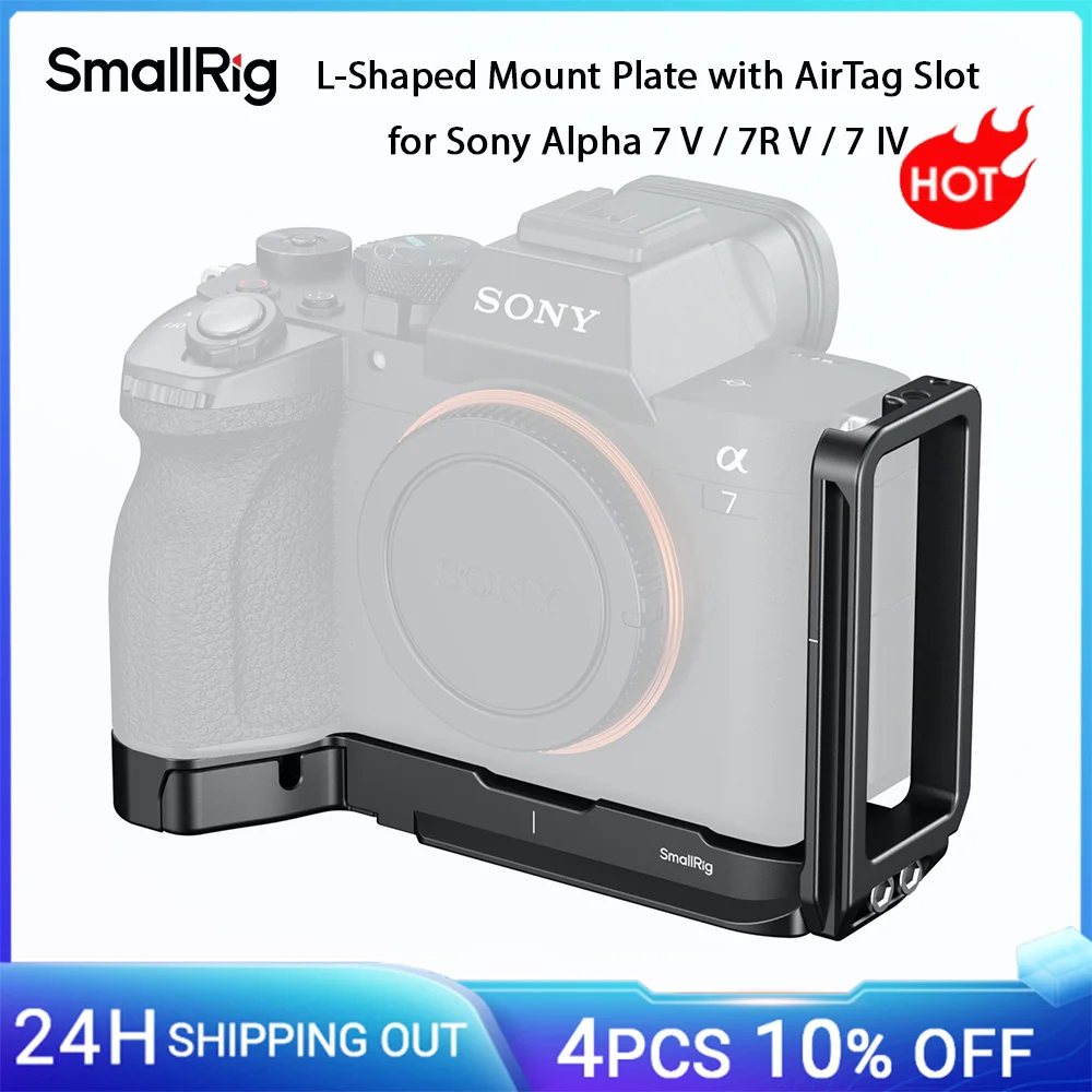 Piastra di montaggio a L SmallRig A7 V con slot AirTag per Sony Alpha 7 V/7R V/7 IV, con piastra a sgancio rapido Arca-Swiss -6034