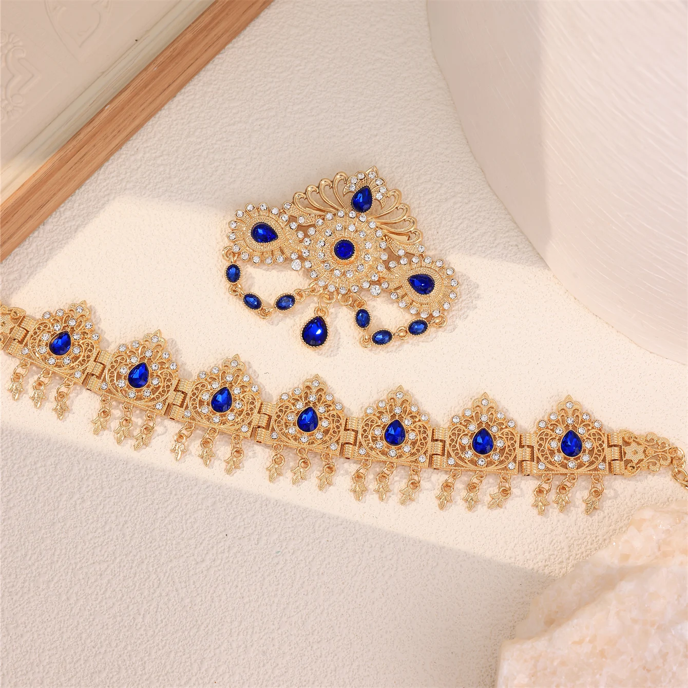 

Алжирский свадебный комплект украшений: колье и корсаж, расшитые стразами, с резным декором, для женщин, подарок на свадьбу или вечеринку