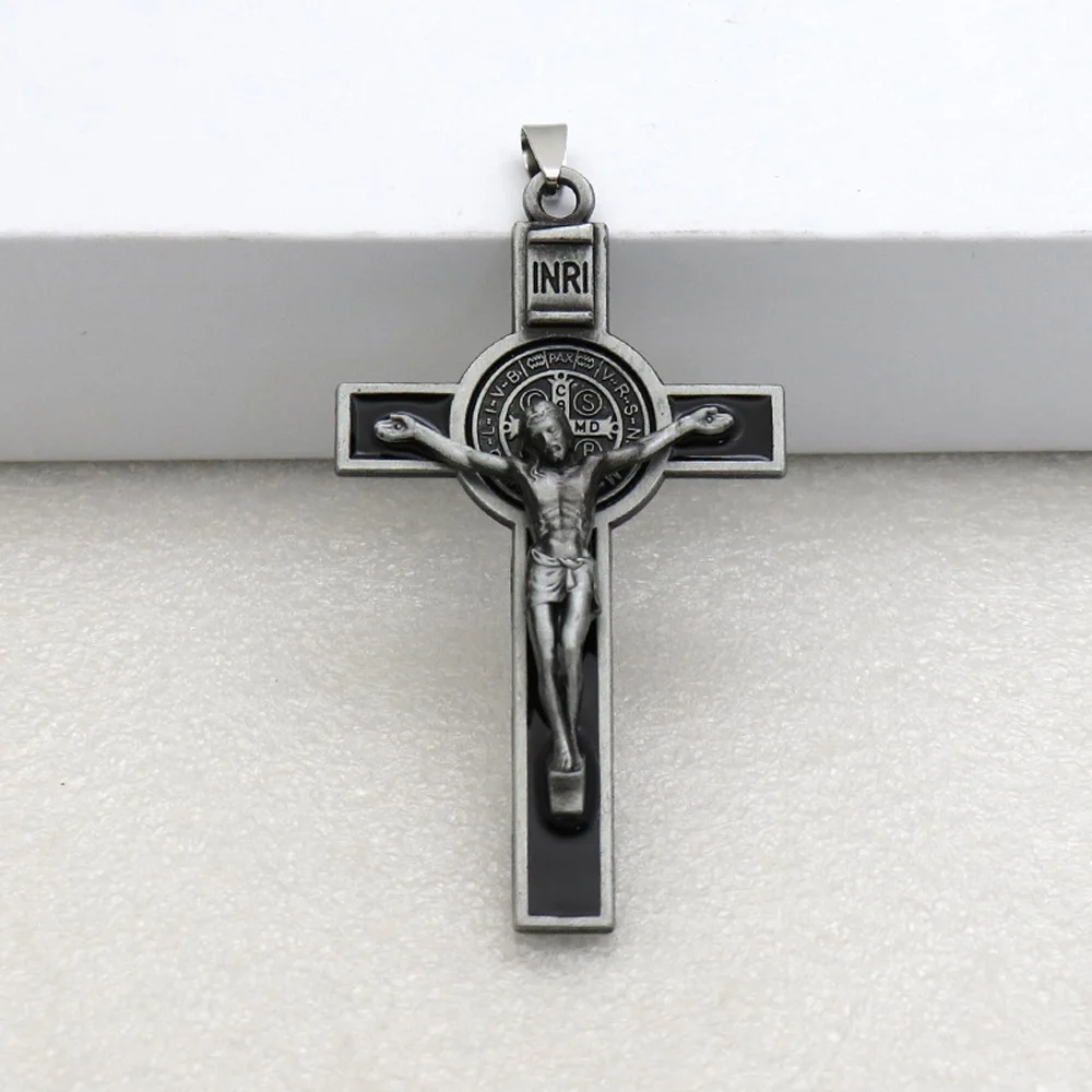 Kruzifix Saint Benedict Kreuz Halskette Anhänger Jesus Religiöse Geschenke für Frauen Männer Schmuck 2 Stück Bulk – Detail 10