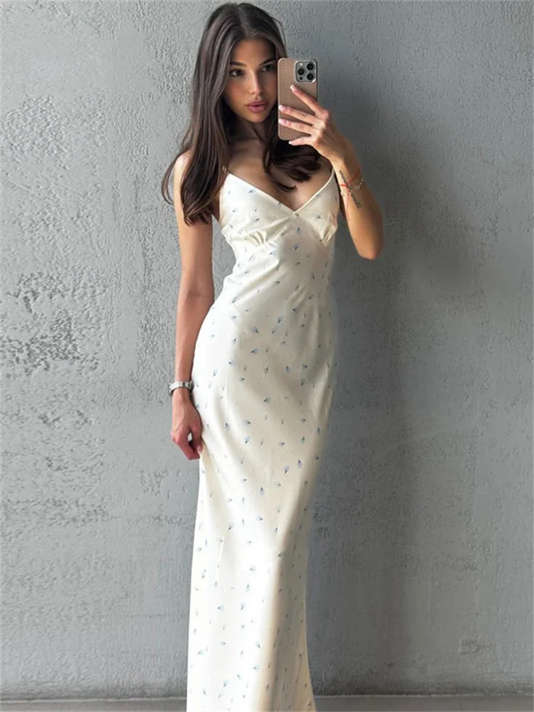 Tossyฤดูร้อนพิมพ์Backlessชุดยาวผู้หญิงVคอสูงเอวSlimสปาเก็ตตี้Patchwork Party DressหญิงBodycon Dress