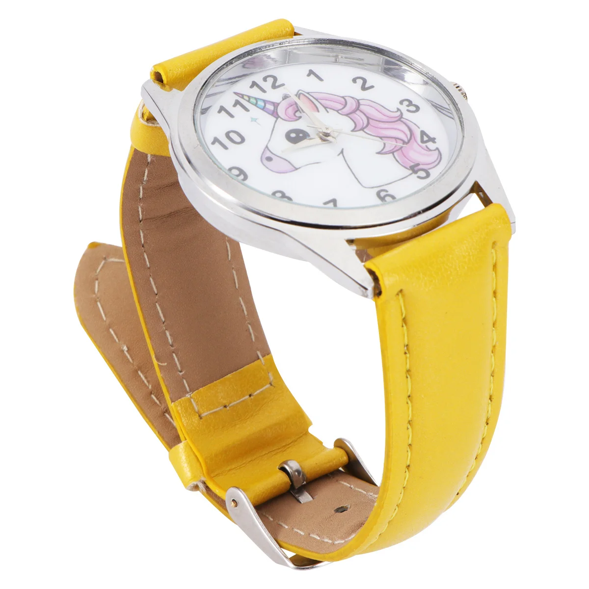 

Unicorn Pattern Kids Watch Yellow Adjustable Strap Quartz Movement for Children Birthday Christmas Gift Fashion Wrist Decoration