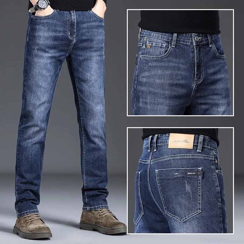

Fashion Business Men's Clothing Jeans Spring Autumn Slim Breathable Trousers Casual Male Stretch Straight Denim Pants