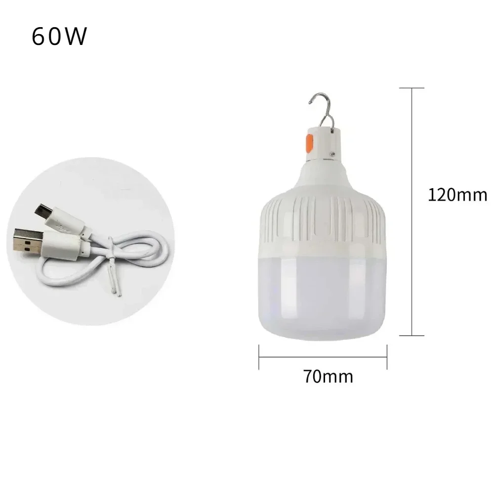 Portable Camping Supplies LED Flashlight Light Lights Bulb USB Lantern Power Battery Lamp Supply Outdoor Picnic Combat Tent