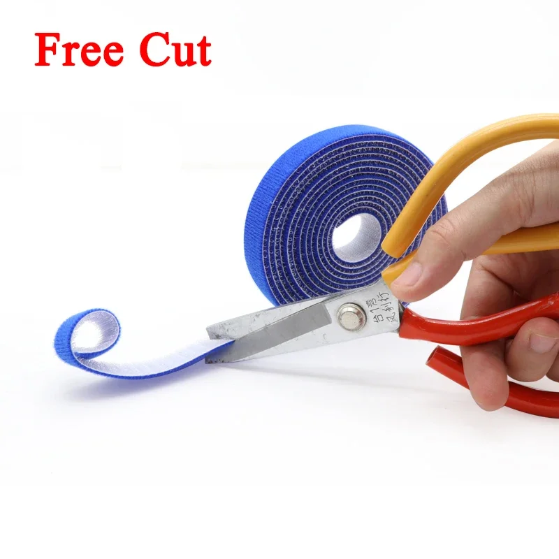 5m/roll Cable Ties Reusable Loop Bundle Self Adhesive Width 10mm Nylon Line Organizer Clip Wire Holder Management Fastening Tape