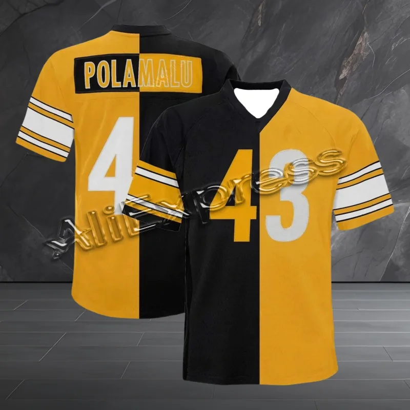 Newest Arrival Summer Troy Polamalu Steelers Retired Player Rugby Jersey #43 Training Jersey Rugby Uniform for Adult