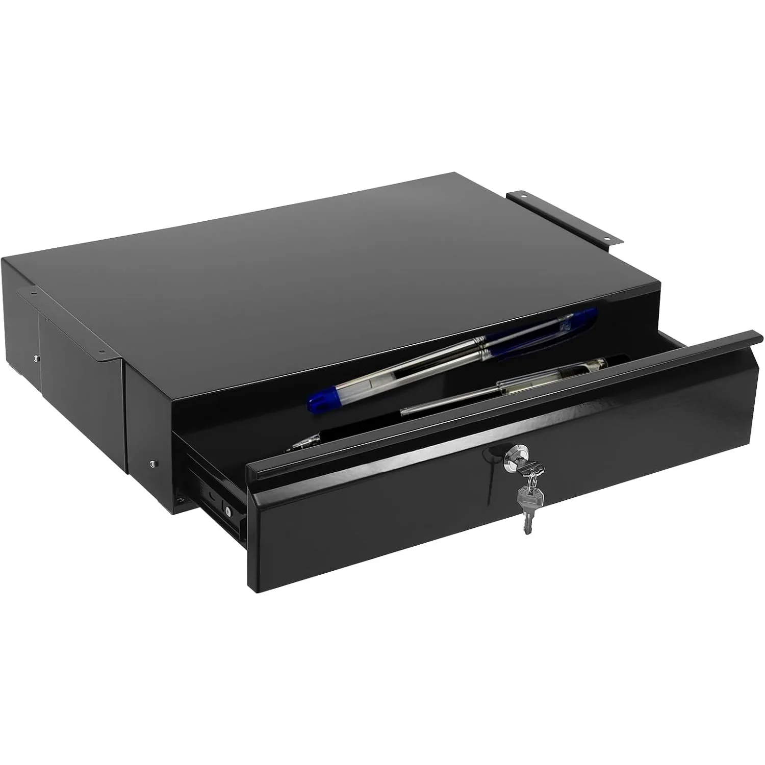 

17.7-Inch under Desk Storage Drawer, Locking Design Black Sliding Pull-Out Drawer for Sit-Stand Workstation, Local Stock