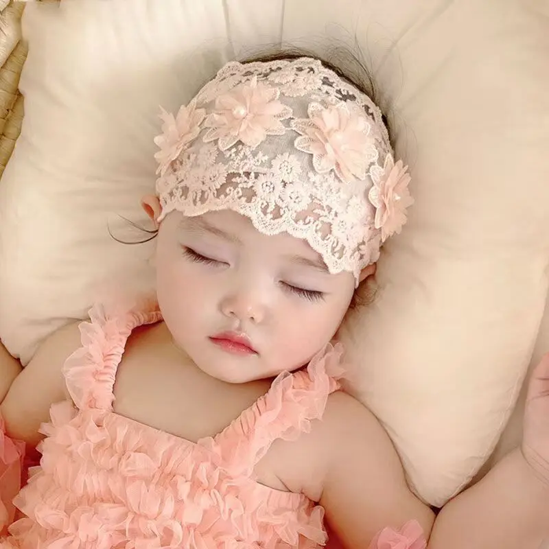 Fashion Baby Hairband Hair Accessories, White and Pink Flower Wide Hairband, Photo Headwear