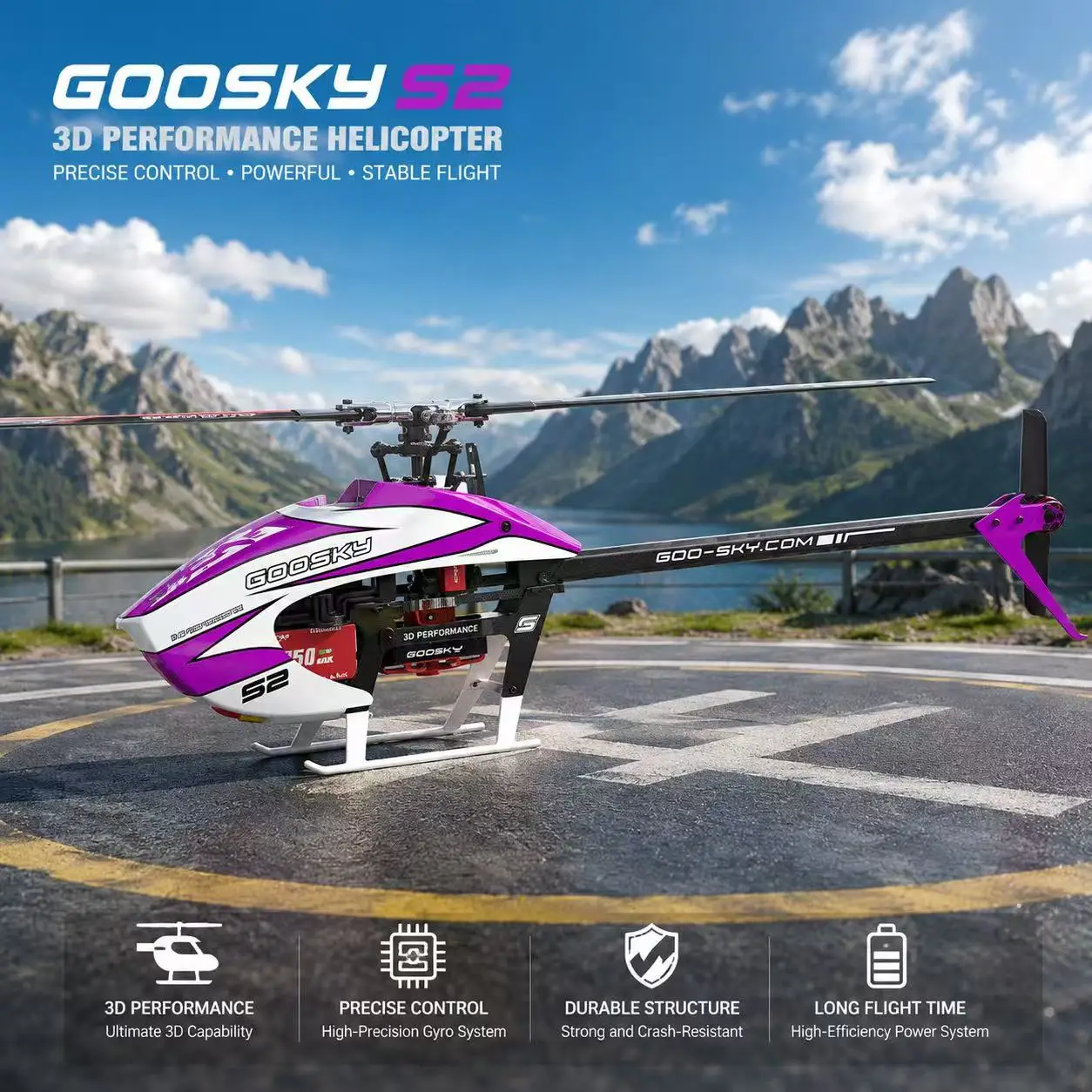 GOOSKY S2 Max RC Model, 3D Aerobatic Remote‑Controlled Helicopter, Dual Brushless, 6‑Channel