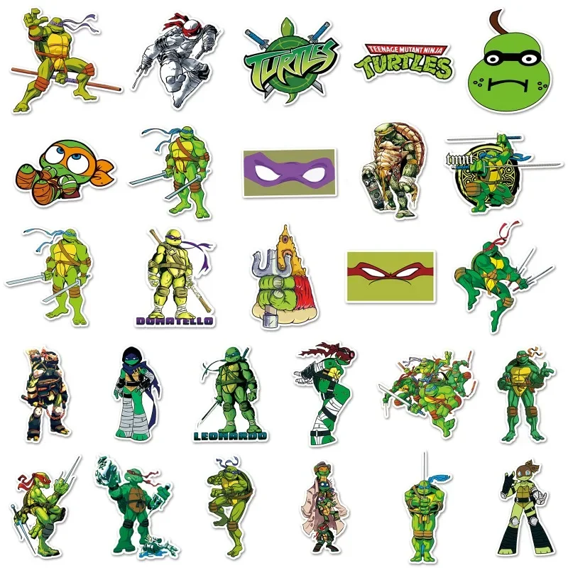 52PCS Ninja Turtles TMNT Anime Stickers Kawaii Cartoon Cute Aesthetic Decal Decoration Laptop Motorcycle Luggage Car Sticker New