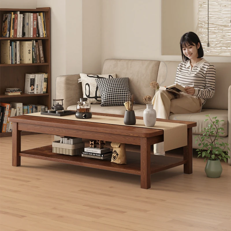 

Solid wood coffee table living room household new small apartment simple office tea new Chinese homestay coffee
