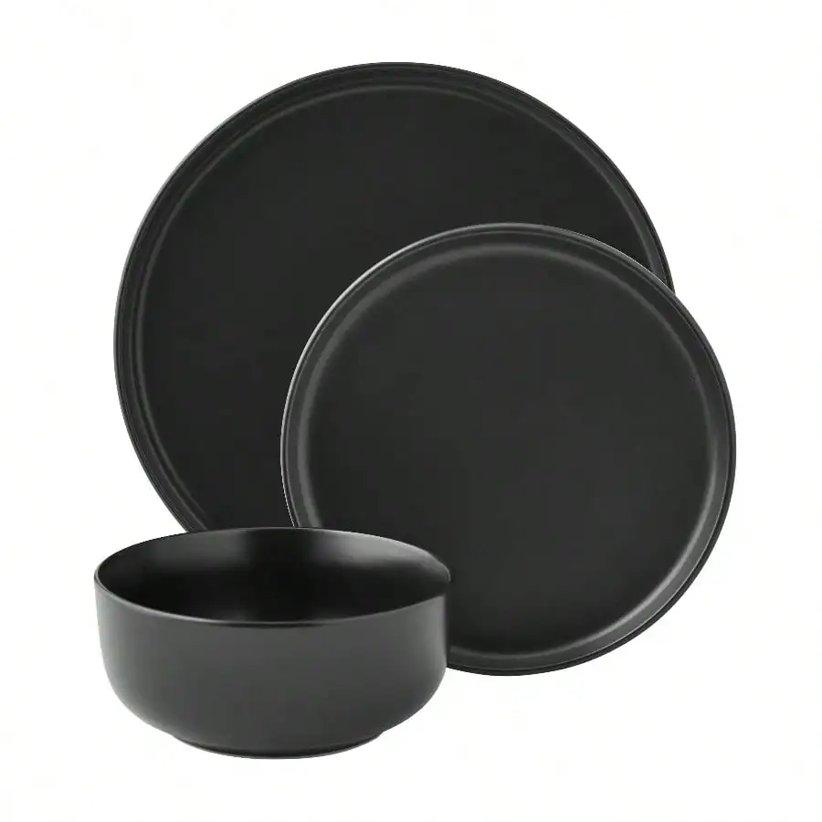 

Stoneware dinnerware set matte black for home dining elegant durable kitchenware 200 characters exact
