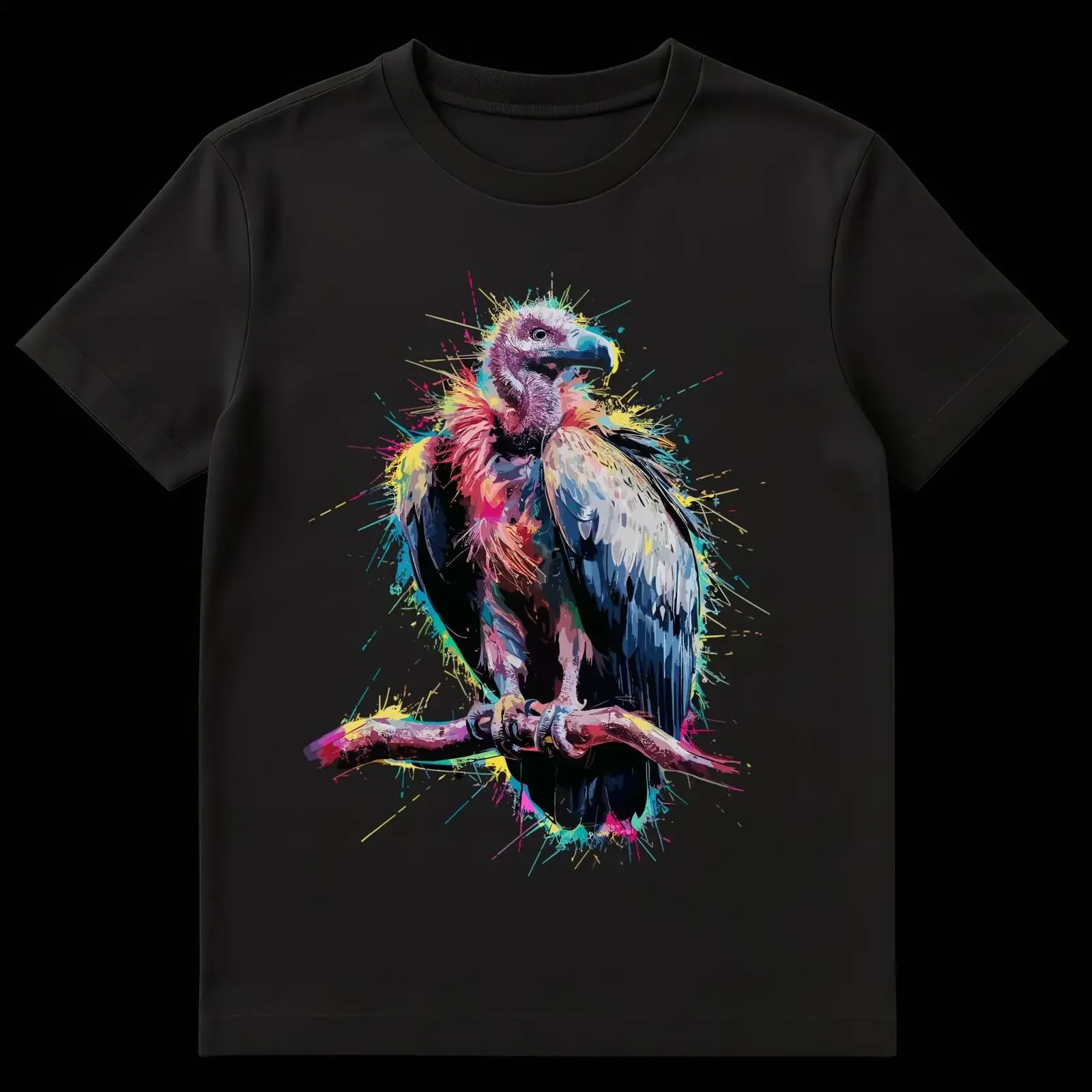 Vulture Enthusiast Vibrant Art Wildlife T Shirt vintage Washed fashion graphic Casual Top For Everyday Wear Stretched Soft