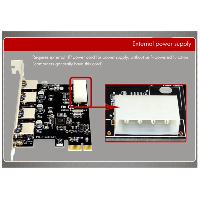 1 Set Adattatore per scheda di espansione PCI Express HUB professionale da 4 porte PCI-E a USB 3.0 Velocità 5 Gbps per desktop