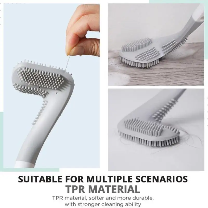 

652F Restroom Toilet Bowl Scrubber Brush TPR Stiff Bristles Brush with Sticky Hook