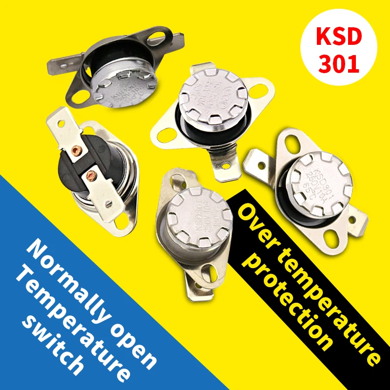 1PCS KSD301 10A 250V 45-145 Degree Ceramic KSD301 Normally Open Temperature Switch Thermostat Thermal Control Switch