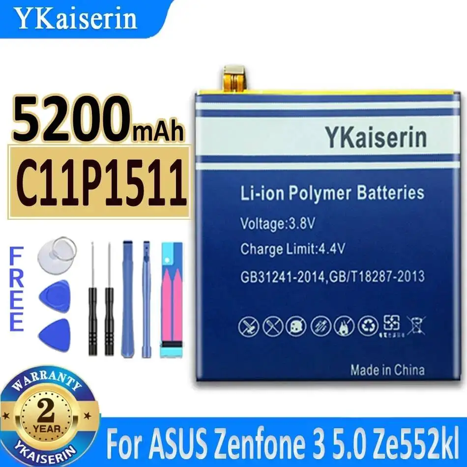

Аккумулятор для мобильного телефона высокой емкости C11P1511 с прямым малым кабелем для Asus Zenfone 3 5.0 Ze552kl Z012da Z012de 5200 мАч