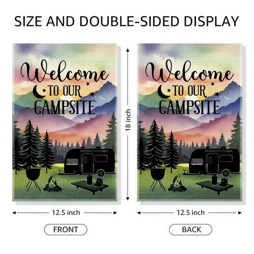 Welcome to Our Campsite Garden Flag, Funny RV Welcome Yard Sign for Outside, ... PPZ