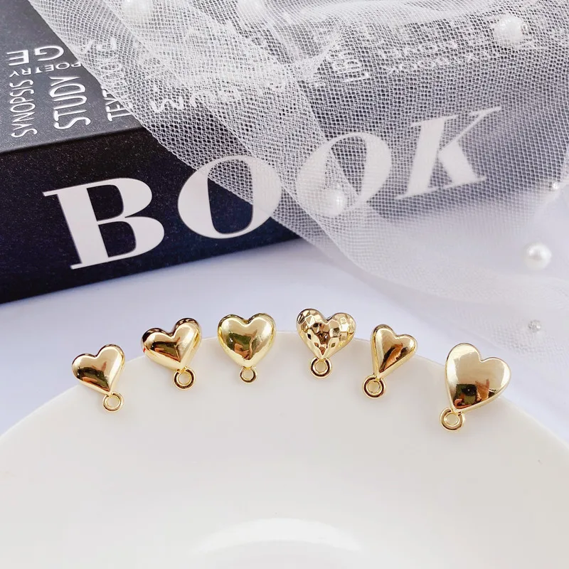 10pcs Heart Shape Earrings Connectors Handmade Gold Color Stud Earring Settings Earrings Base for Diy Jewelry Making Accessories