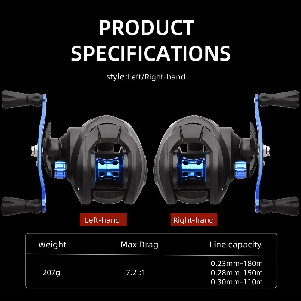 

New Hot Magnetic Brake 15+1BB All Metal Spool Long Cast Baitcast Reels Lure All Waters Ultra Smooth Durable Bass Panfish Tackle