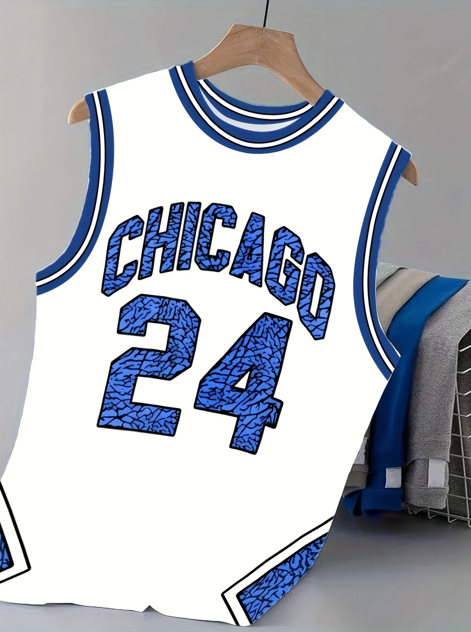 2026 Sommer Herren CHICAGO NO.24 Grafik-Tanktop Ärmelloses Basketball-Trikot Weste Herren Rundhals Sport-Gym-Weste Herrenbekleidung – Detail 7