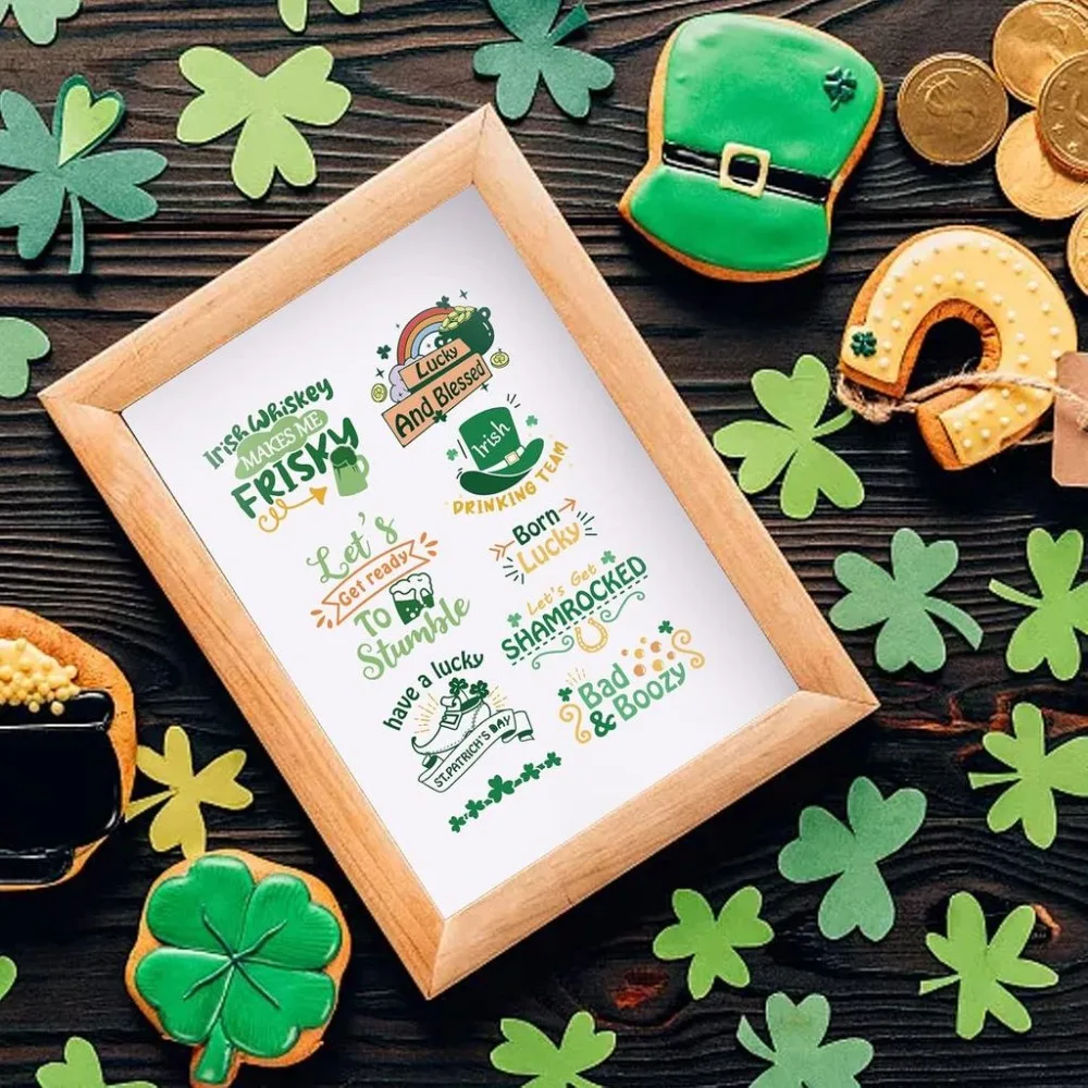 1Sheet Clover Stamps St. Patrick's Day Clear Stamps Irish Shamrock Transparent Stamp Rubber Stamp 6.2x4.3inch