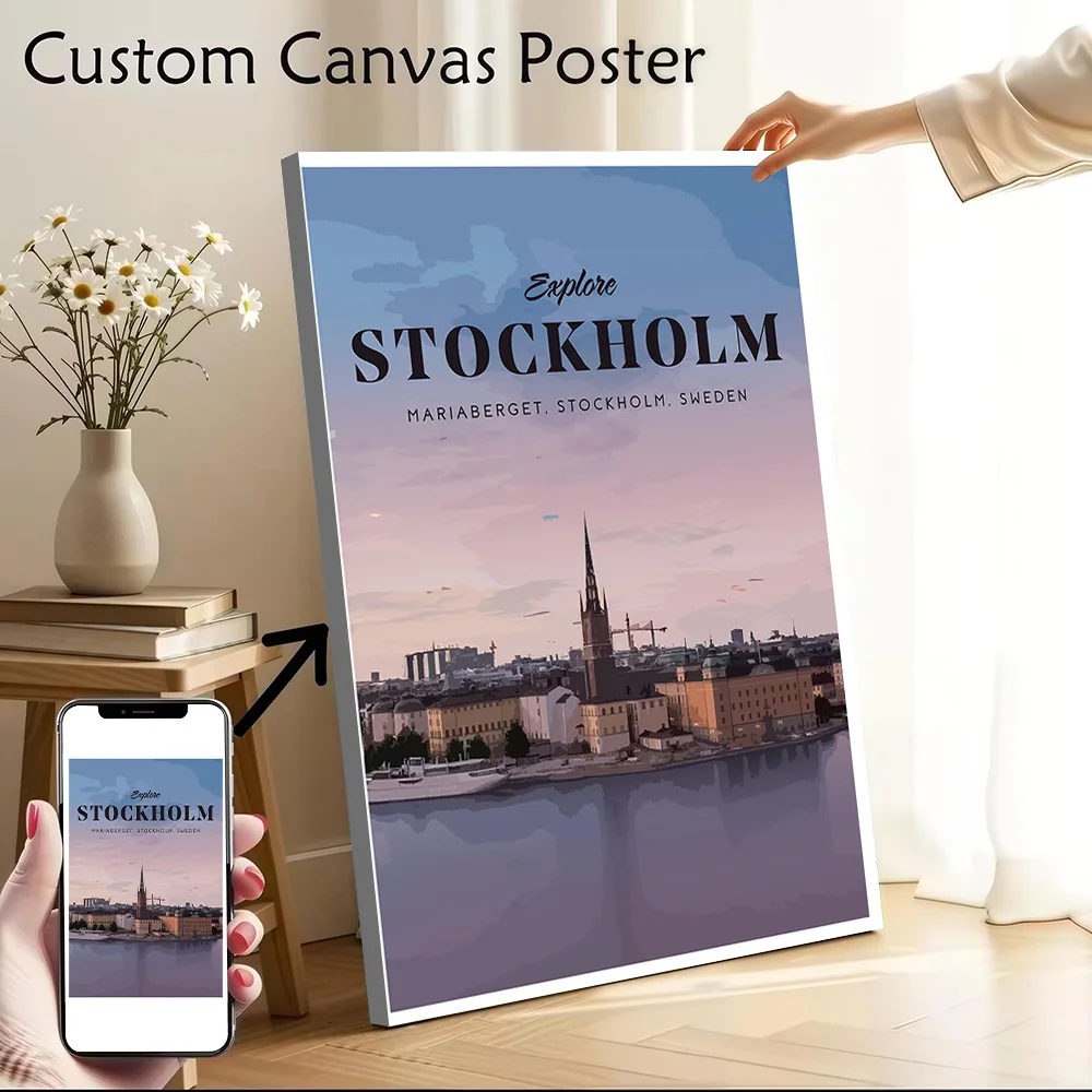 Visit Stockholm Canvas Wall Art Poster Custom Photo Print Modern Painting for Fans Decor Living Room Interior Decoration Bedroom