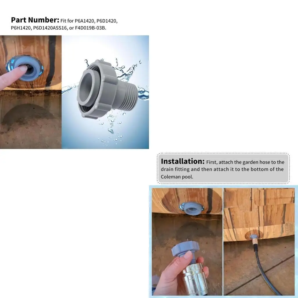 M6CB Durable Pool Hose Drain Fitting Connector P6D1420 P6H1420 P6D1420ASS16 F4D019B-03B Leakfree Connection Easy Installation