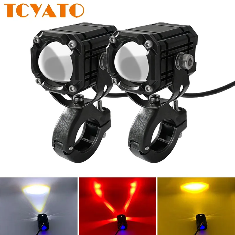 12V-85V LED headlights, suitable for sports street motorcycles and cars, 4-color flashing IP68 level headlights