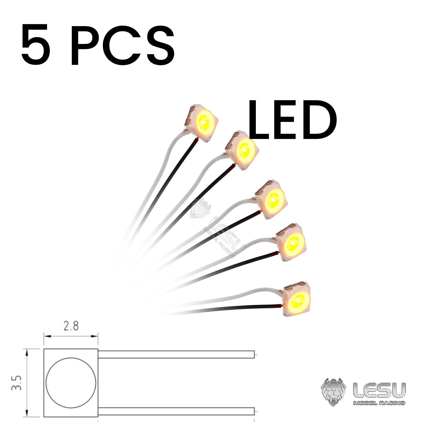 5 PCS 3V LED Light Beads 3.5x2.8mm Suitable For Simulation Model Toy Truck Car Crawler DIY Parts LESU S-1328 Accessories