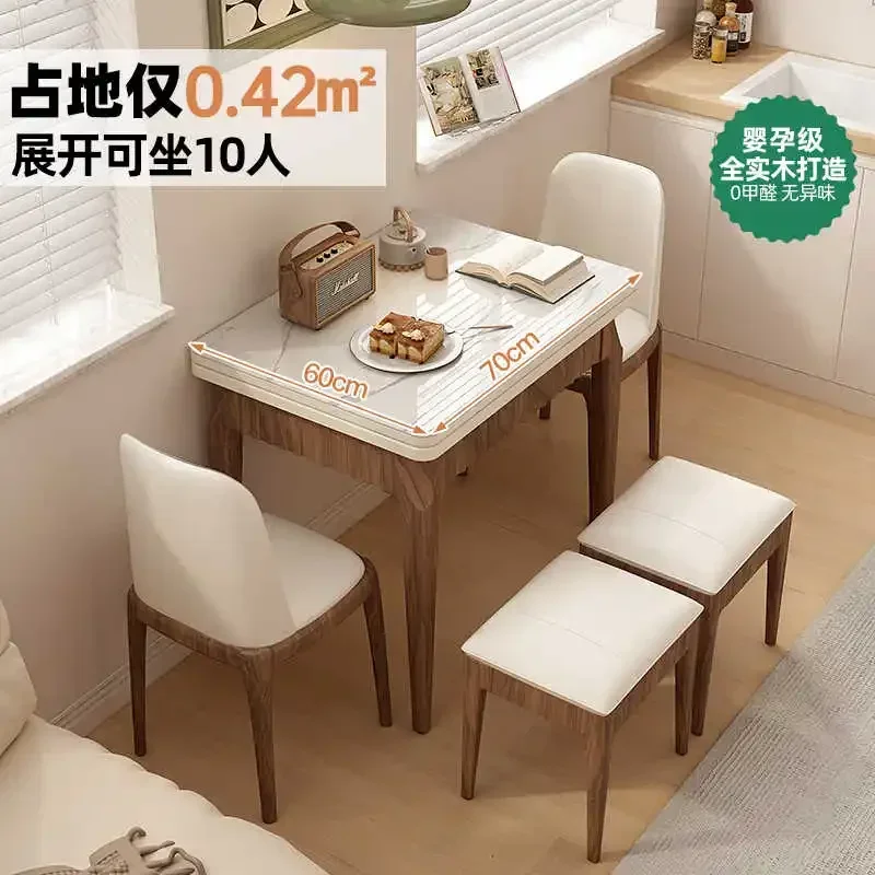 

Solid wood rock board folding dining table and chair combination on sale