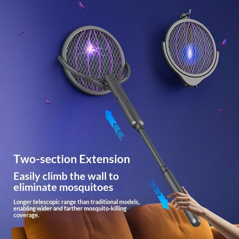 New four in one retractable electric mosquito swatter USB rechargeable automatic mosquito trap outdoor mosquito killer lamp image 2