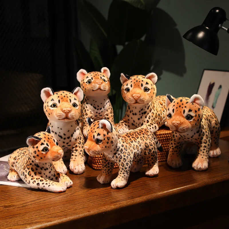 Realistyczne pluszowe zabawki leoparda, urocze symulacje szczeniąt geparda, miękkie pluszaki, dekoracje do pokoju dziecięcego, ozdoby, prezent dla dzieci.