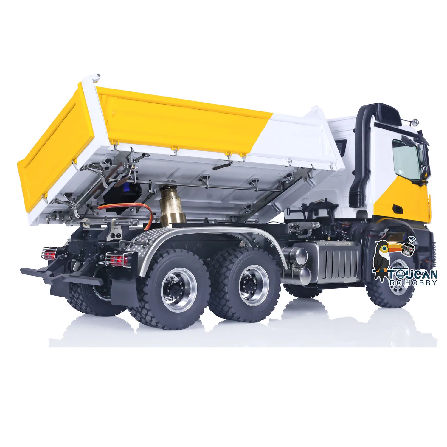 LESU Metal 1/14 6x6 RC Hydraulic Dumper Truck With K3363 Cabin Remote Control 3-Axles 3-way Painted Tipper Dump Finished Car