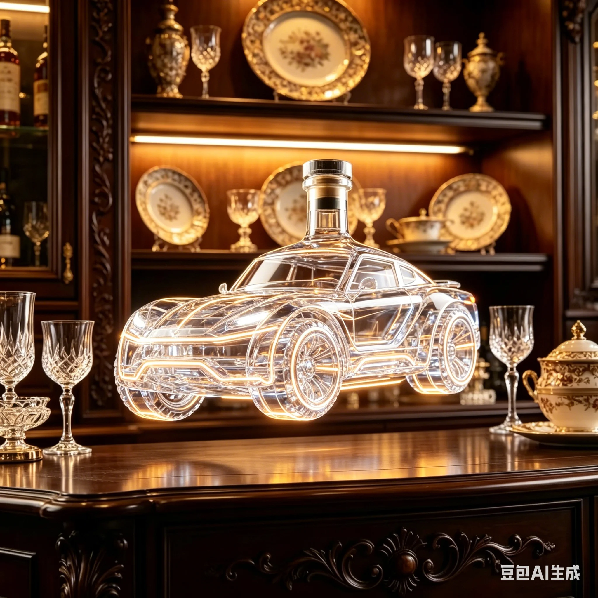 Jeep SUV Shaped Whiskey Decanter Crystal Glass Wine Bottle, Unique Off-Road Car Design Liquor Dispenser for Bourbon, Vodka,