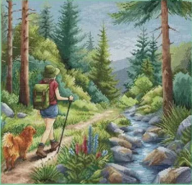 Girl Outing Rural Scenery 16CT 14CT Unprinted Top Quality Cross Stitch Kits Embroidery Art DIY Handmade Needlework Home Decor