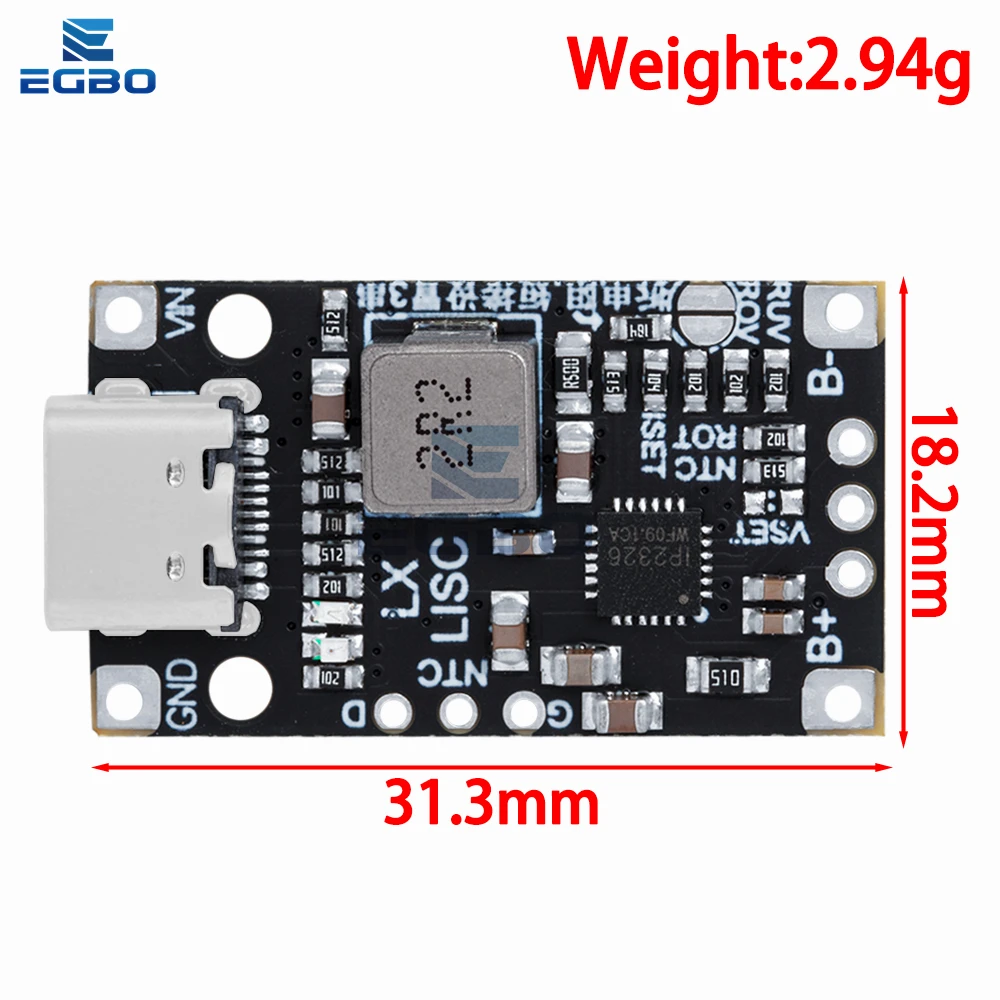 Lithium Battery Charging Boost Module with Balanced Support, Fast Charge with Indicator, 2S, 3S, Type-C BMS, 15W, 8.4V, 12.6V,