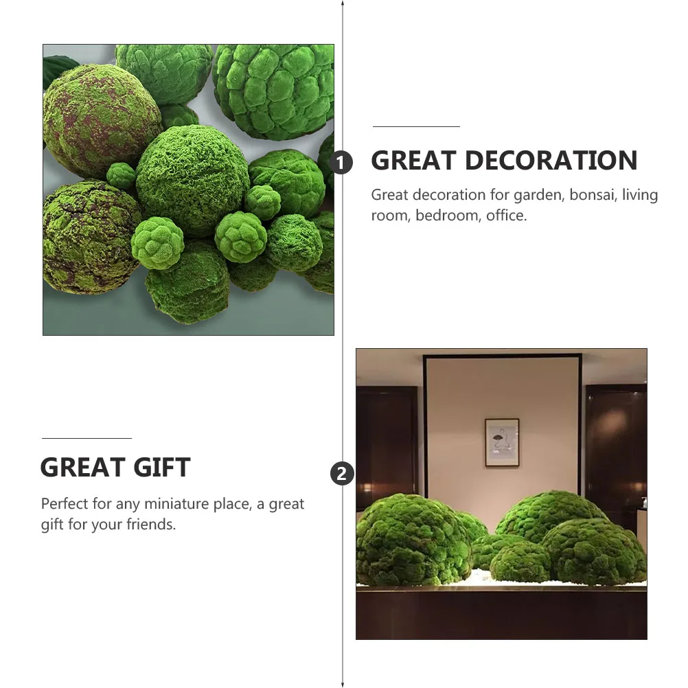 

1Pcs Simulated Moss Ball Micro Landscape Ornament Garden DIY Decoration Vivid Fake Moss Ball Bonsai Home Decor Garden Decor