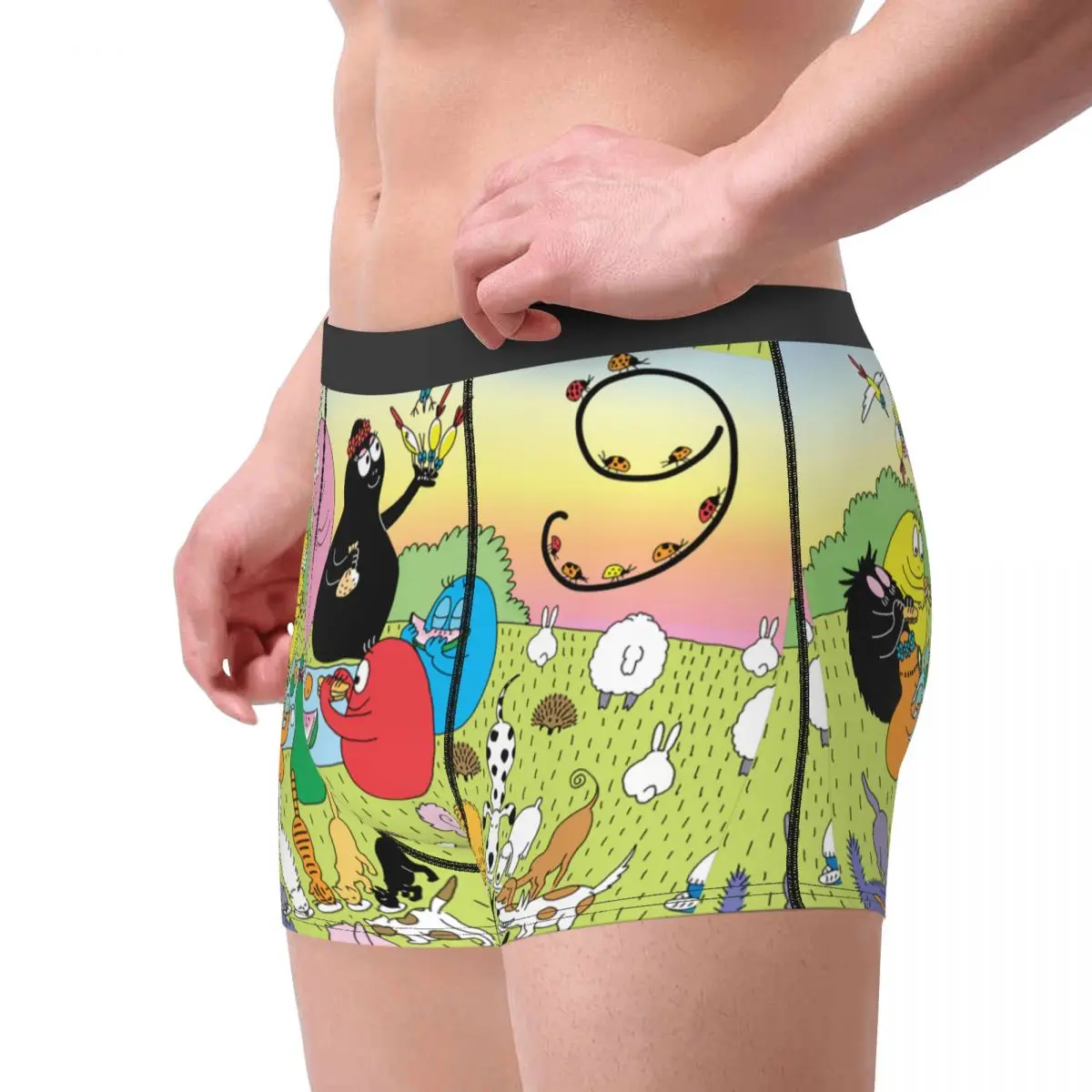 Les Barbapapa Family Men Underwear Cute Anime Cartoon Boxer Briefs Shorts Panties Sexy Breathable Underpants for Homme S-XXL