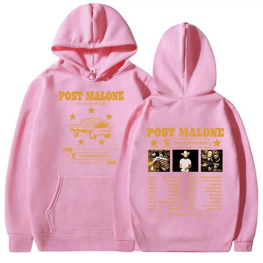 Retro P post M Malones Tour 2024 Album felpa con cappuccio da uomo Hip Hop Fashion Pullover felpa Unisex abbigliamento Casual oversize con cappuccio