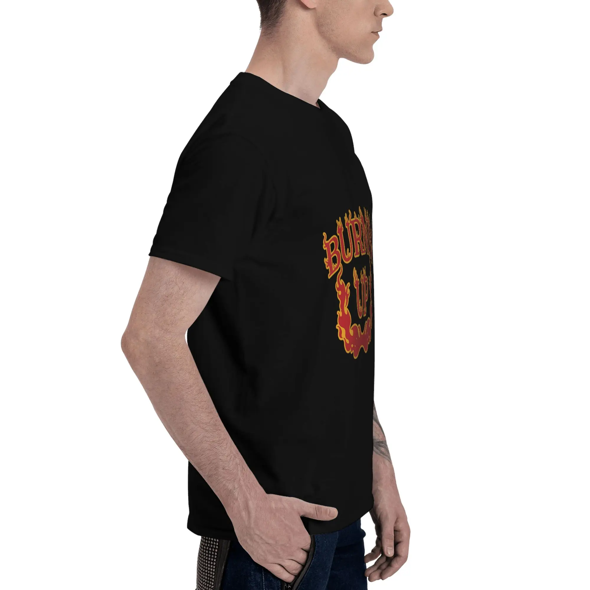 Burnin Up Vintage Flames Grapic  Men T-Shirt Clothes  Tees Short  Summer Casual Trendy