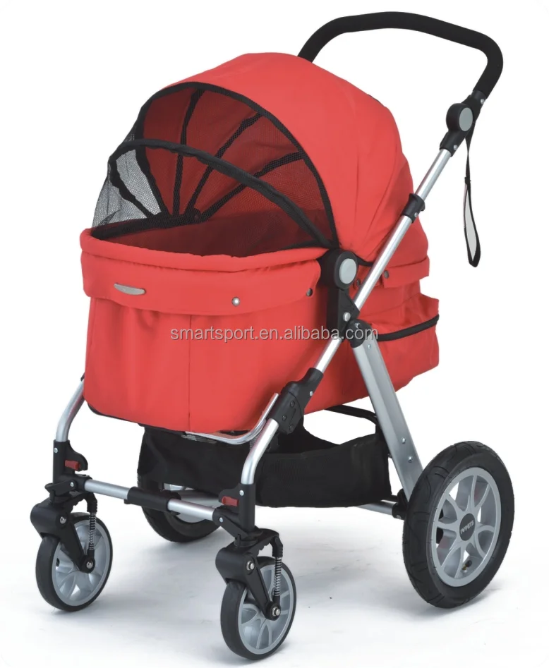 

Роскошная 4-колесная коляска для домашних животных, съемная переноска и рама из алюминиевого сплава большой емкости для приключений на свежем воздухе для собак и кошек