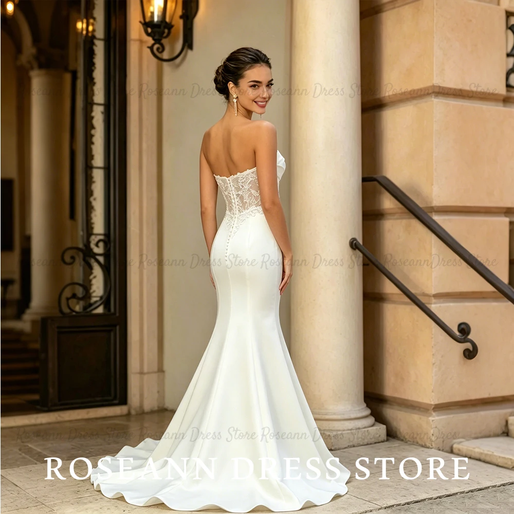 Roseann Wedding Dress Sweetheart Strapless Dresses for Women Lace Illusion Customizable Sweep Train vestido de novia Customized