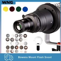 Bowens Mount Flash Snoot Conical Lens Video Artist Modelling Shape Photo Studio Light Kit with 80mm Lens 25 Gobos Kit