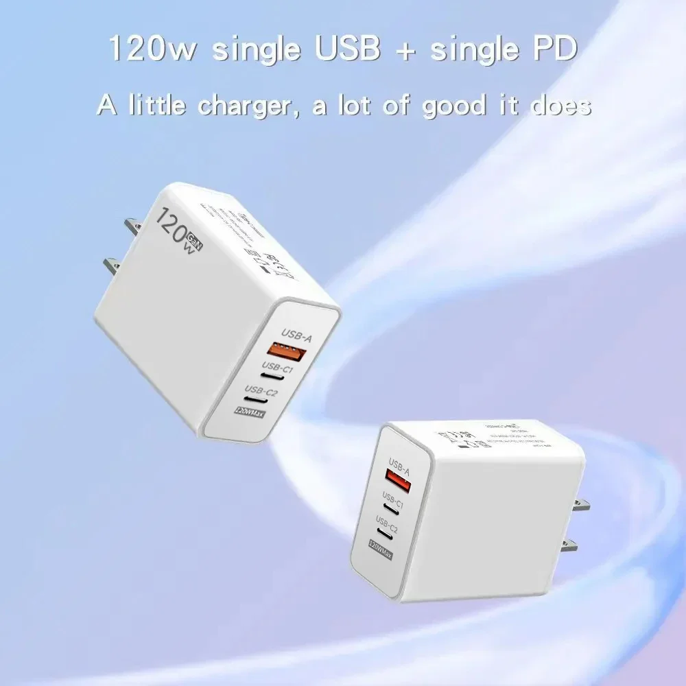 120 واط USB نوع C شاحن شحن سريع شاحن الهاتف المحمول آيفون 16 15 برو سامسونج S24 Xiaomi شحن سريع 3.0 الجدار محول
