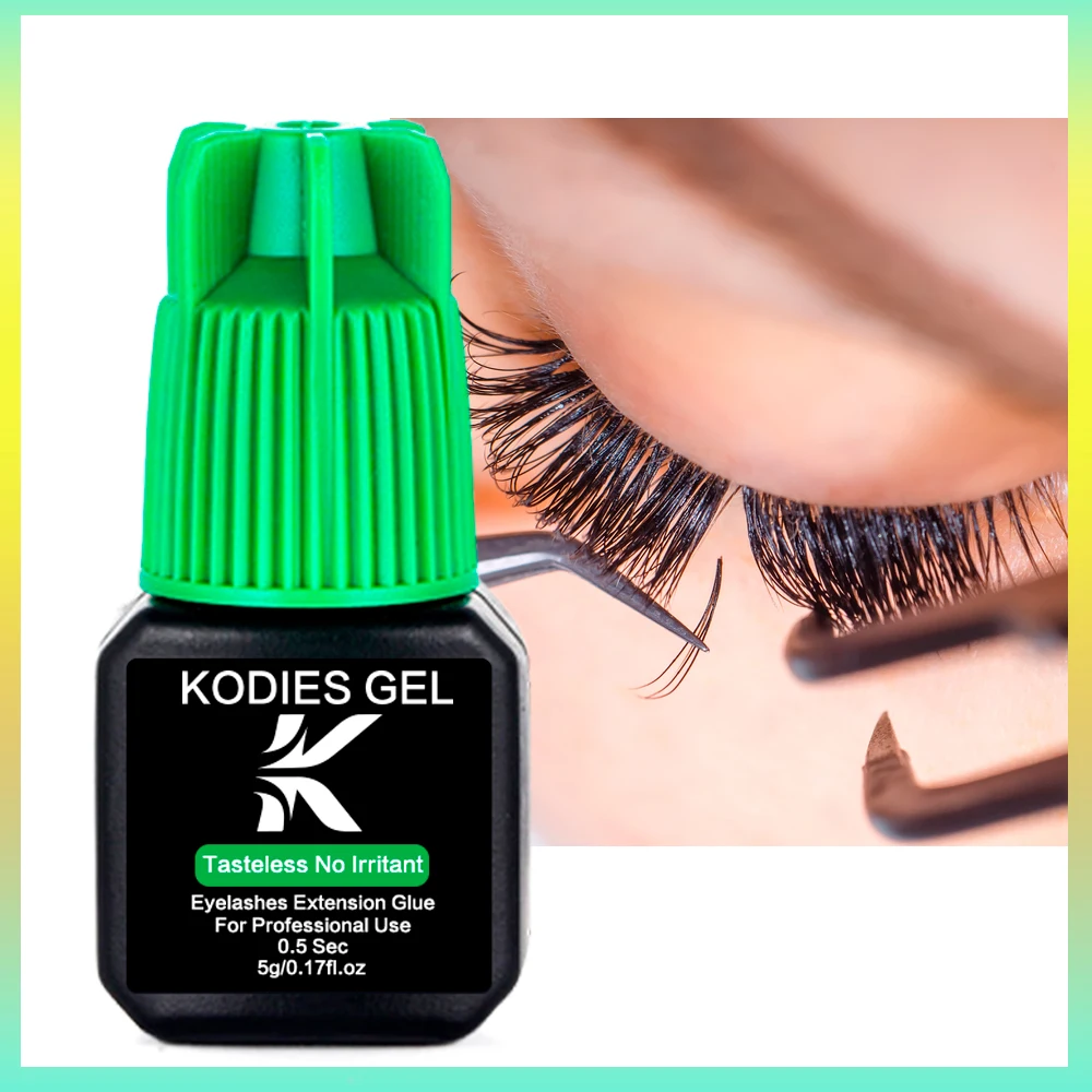 Cola do chicote de olho do gel de kodies nenhum irritante 5ml 0. 5S secagem rápida semi-permanente aberto olho extensão da colagem dos cílios suprimentos de longa duração ligação