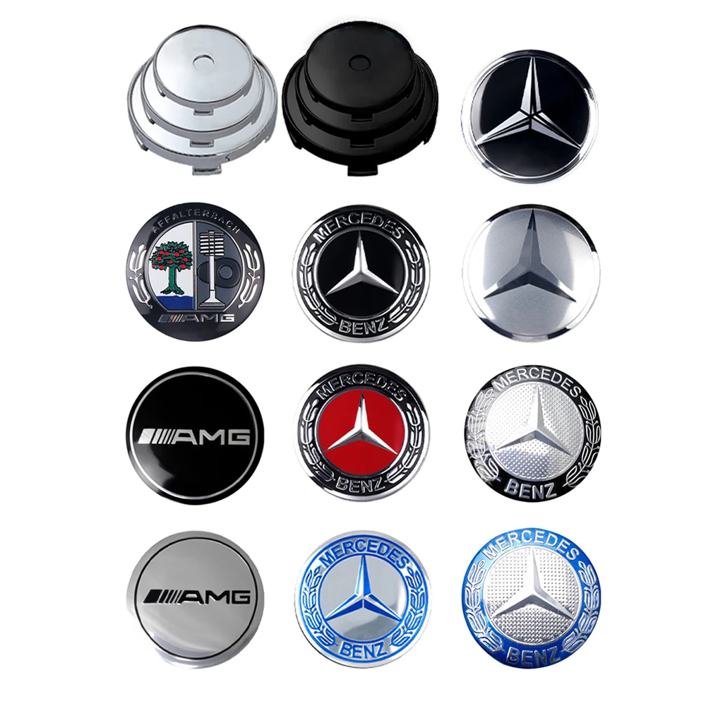 60/63/68mm Aluminum ABS Auto Wheel Center Hub Caps Tire Stickers Benz Badge For Mercedes Benz W204 W202 W212 W220 W205 GLA CLA