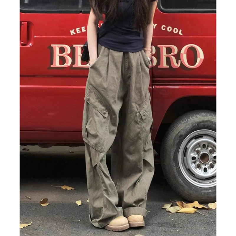 

Vintage Cargo Jeans Women Y2K 2000S Streetwear Wide Leg Denim Pants Summer Harajuku Hip Hop Baggy Casual Straight Trousers New